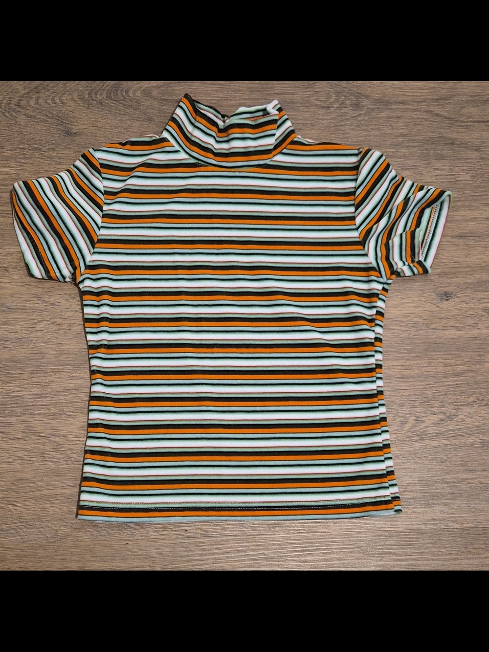 bydesign Women’s Crewneck Sweater in Orange, Green & Black Stripe